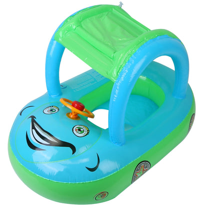 Baby Pool Float with Sun Canopy - Car Shaped Swim Ring
