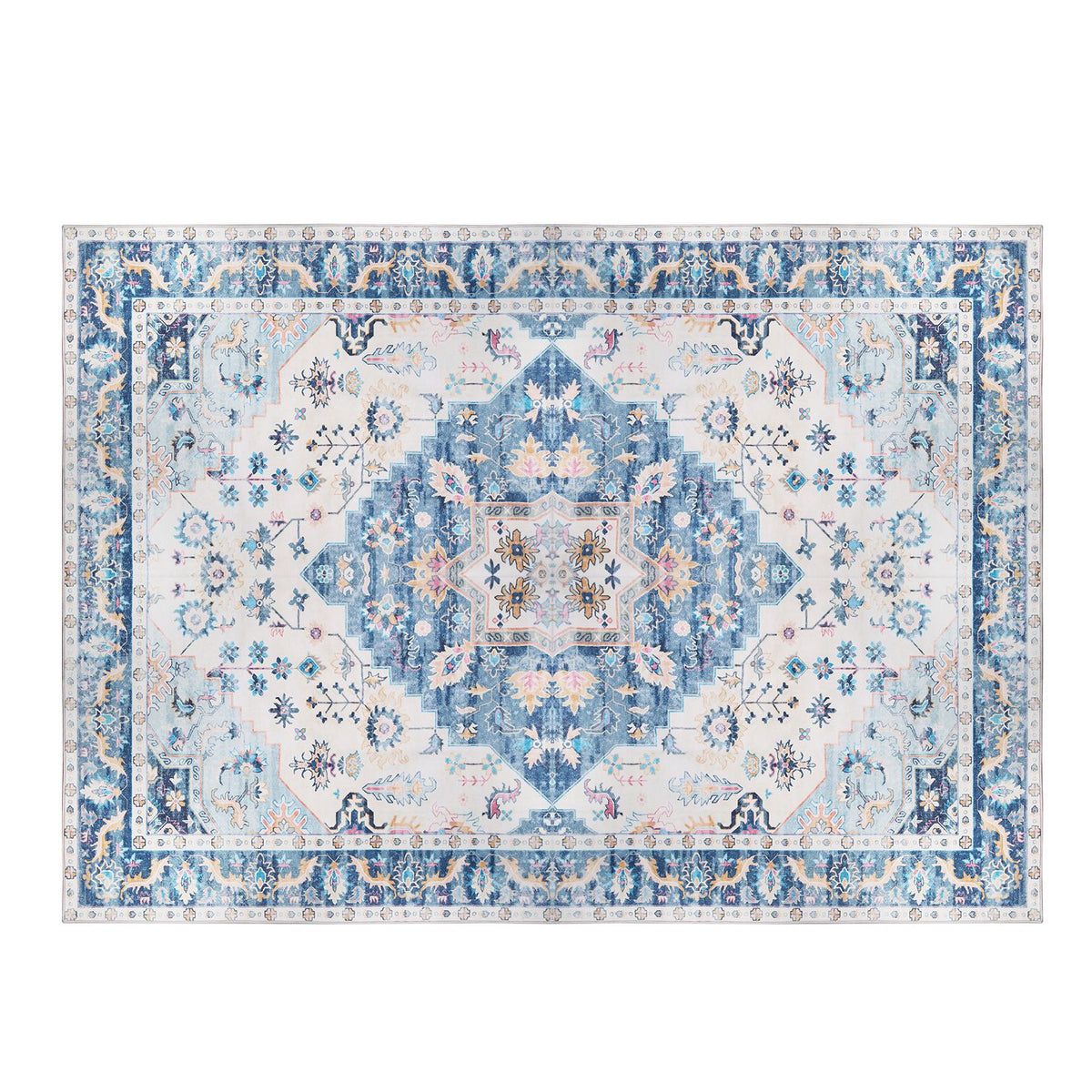 Vintage Area Rug 6x9 FT Non-Slip Washable Soft Faux Cashmere