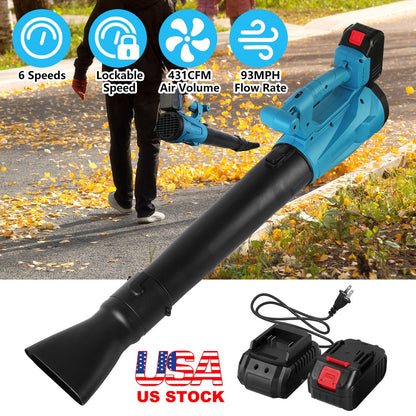 Cordless Leaf Blower 93MPH 431CFM with 2 Batteries