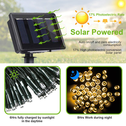 Solar String Lights 100 LED 40ft Outdoor Waterproof Fairy Lights