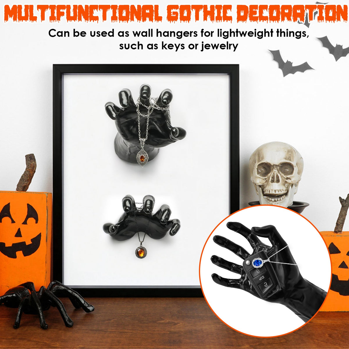 Creepy Reaching Hands Wall Decor with Lighted Candles 3-Piece
