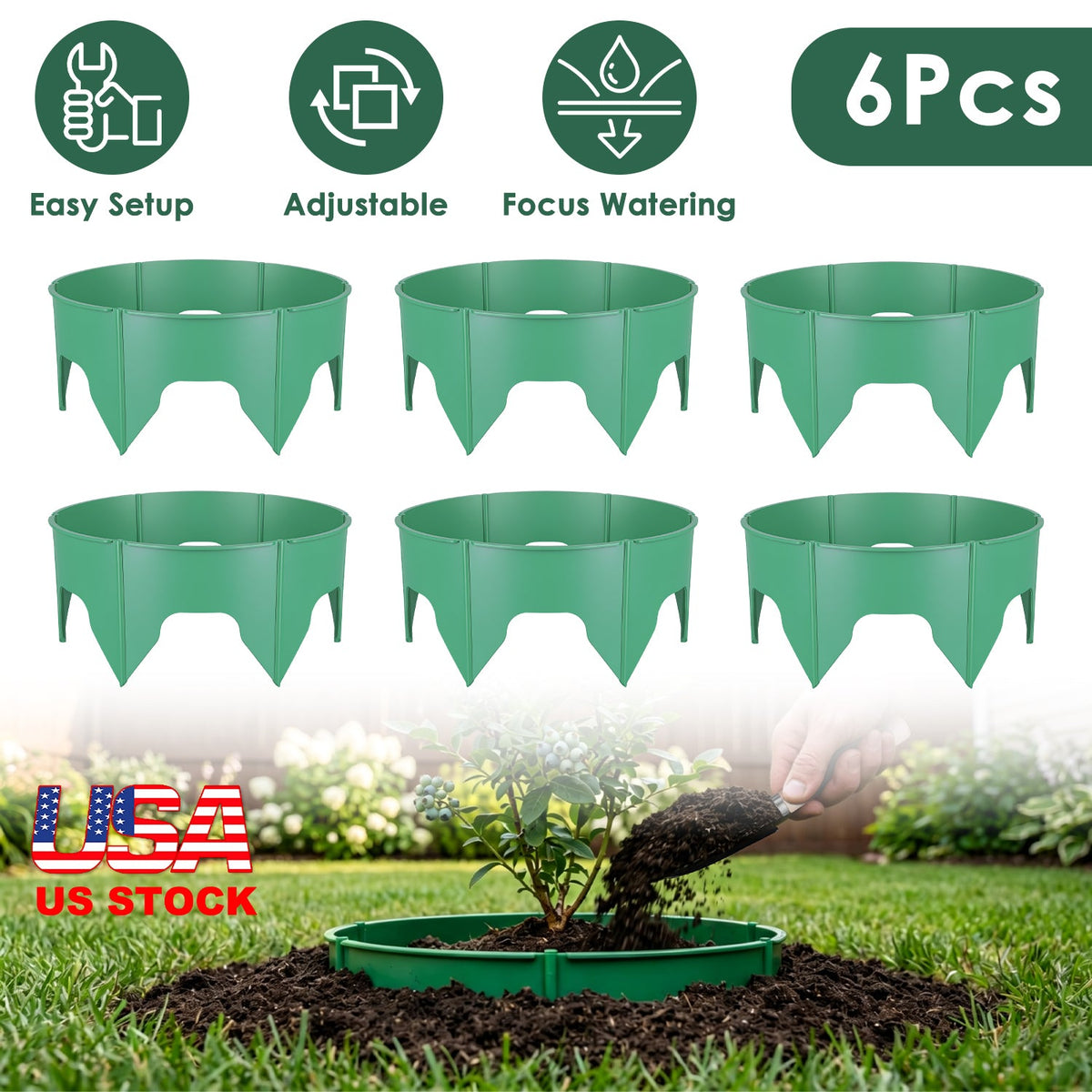 Adjustable Plant Grow Rings 10in with Hand Shovel - 12 Pack