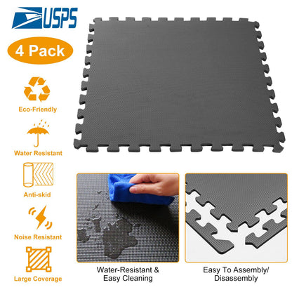 Interlocking Foam Floor Mats – 4-Pack EVA Puzzle Tiles