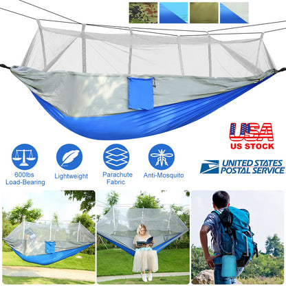Camping Hammock with Mosquito Net - 600lb Capacity for 2 People