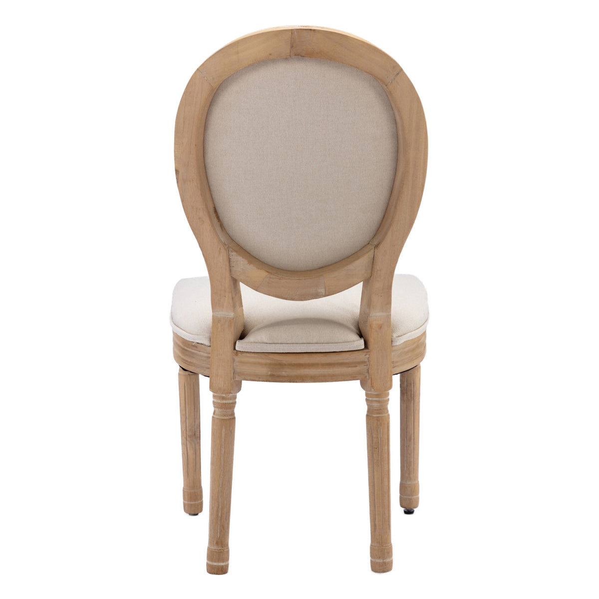 French Style Solid Wood Dining Chairs Set of 2, Elegant Oval Back Kitchen Side Chairs for Dining Room & Living Room