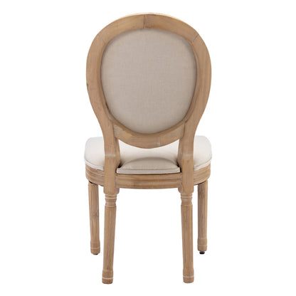 French Style Solid Wood Dining Chairs Set of 2, Elegant Oval Back Kitchen Side Chairs for Dining Room & Living Room