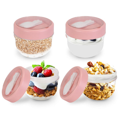 Overnight Oats Containers with Lids and Spoons, 20oz, 4-Pack