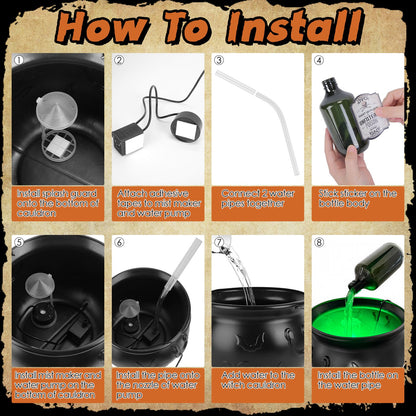 Floating Bottle Witch Cauldron with Mist Maker & Green Light
