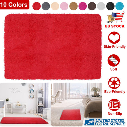Shaggy Area Rug 4' x 2.6' Anti-Slip Soft Polyester Floor Mat