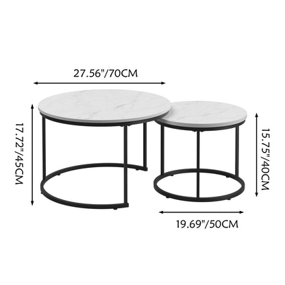 Nesting Coffee Table Set of 2 with Marble Pattern Tops