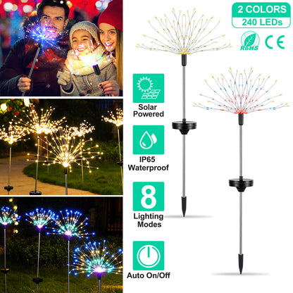 Solar Starburst Lights 240 LED Firework Garden Stake Lights