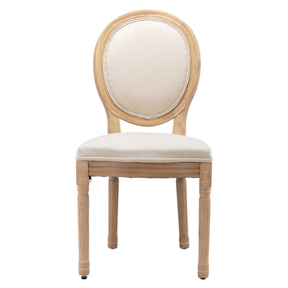 French Style Solid Wood Dining Chairs Set of 2, Elegant Oval Back Kitchen Side Chairs for Dining Room & Living Room