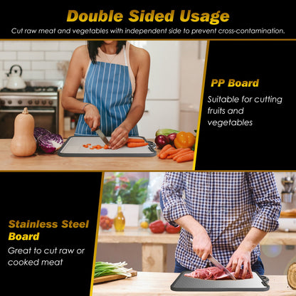 Double Sided Cutting Board with Knife Sharpener - 2 Pack