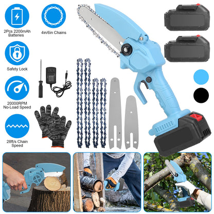 Mini Chainsaw Cordless Electric with 4in & 6in Chains