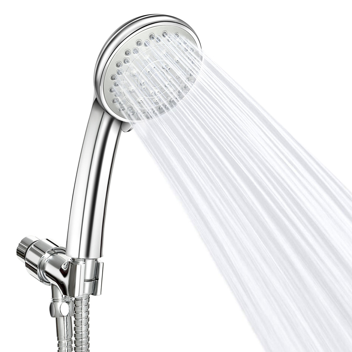 Handheld Shower Head with 5 Spray Settings & Steel Hose