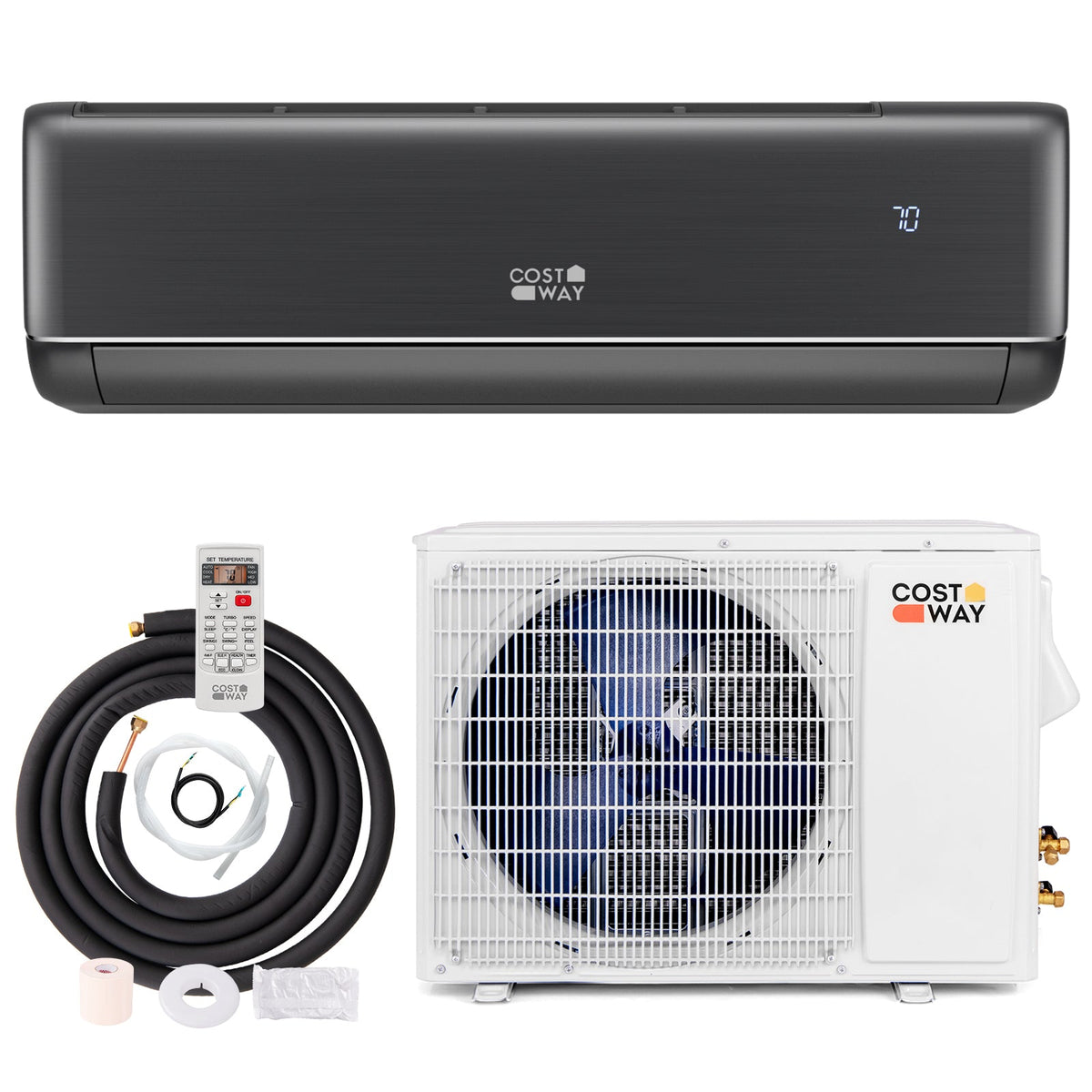 GreyVolt Series Energy Star Certified 12000 BTU 21 SEER2 208-230V Mini Split Air Conditioner and Heater Gray