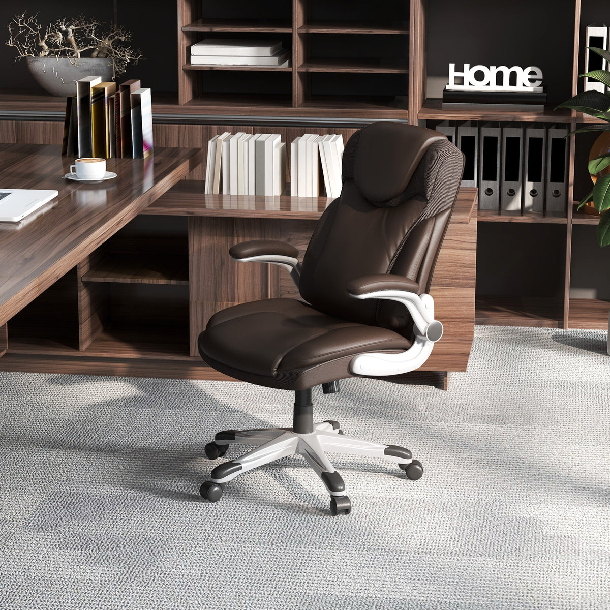 Executive Office Chair with Flip-Up Armrests & Rocking Function