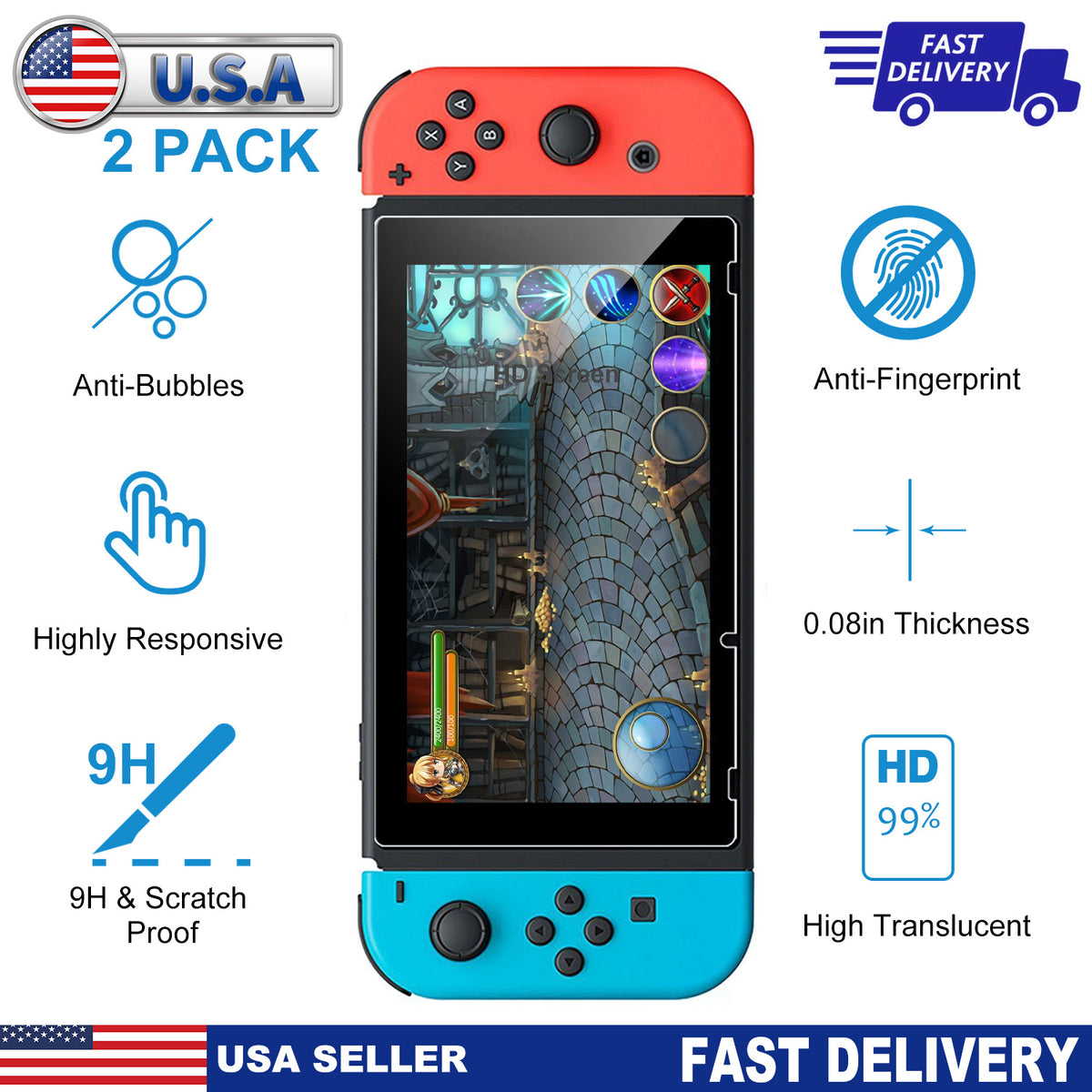 Nintendo Switch Tempered Glass Screen Protector 2-Pack