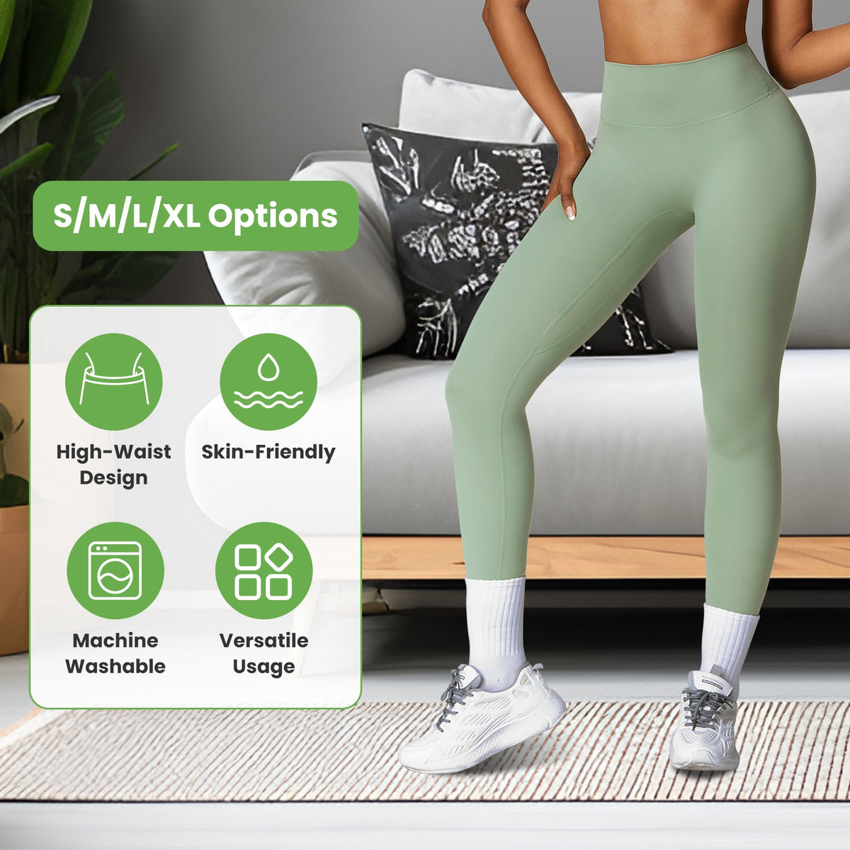 Women\'s High Waist Workout Leggings Tummy Control Compression Yoga Tight Pants Gym Pants Athletic Running Leggings with 25In Inseam No Front Seam