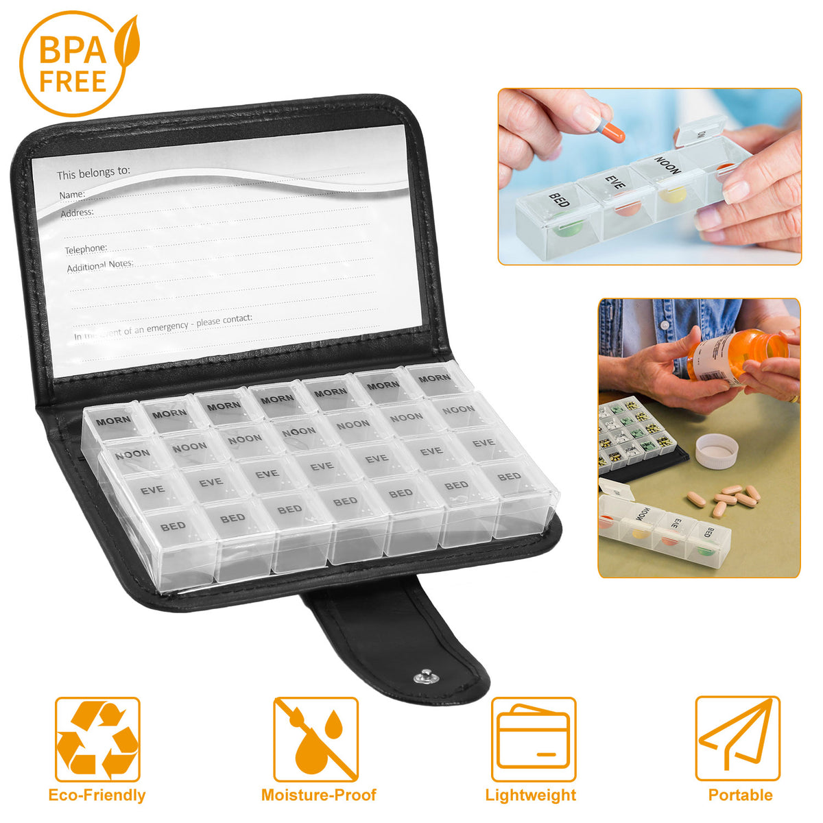 Weekly Pill Organizer AM PM Daily Medicine
