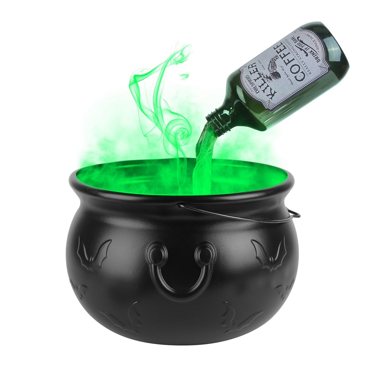 Floating Bottle Witch Cauldron with Mist Maker & Green Light
