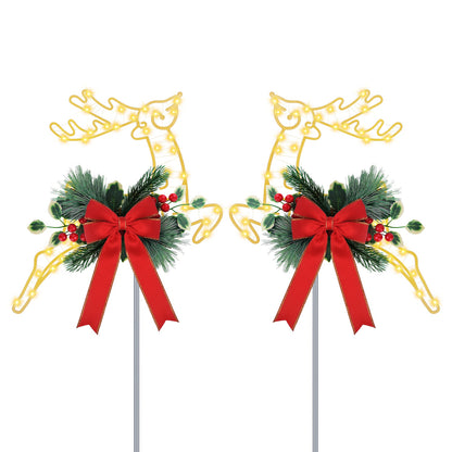 Christmas Reindeer Pathway Stake Lights with LED String (2-Pack)