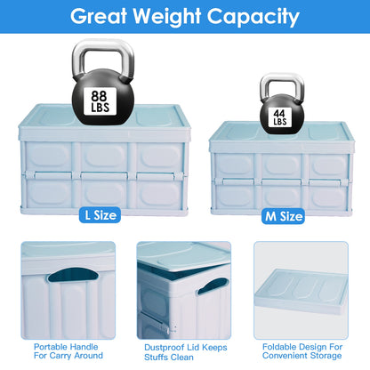 Collapsible Storage Bins with Lids - 2 Pack Stackable Organizer