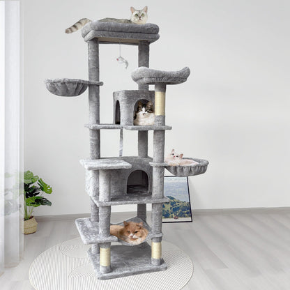 68-Inch Multi-Level Cat Tree with Hammocks & Scratching Posts