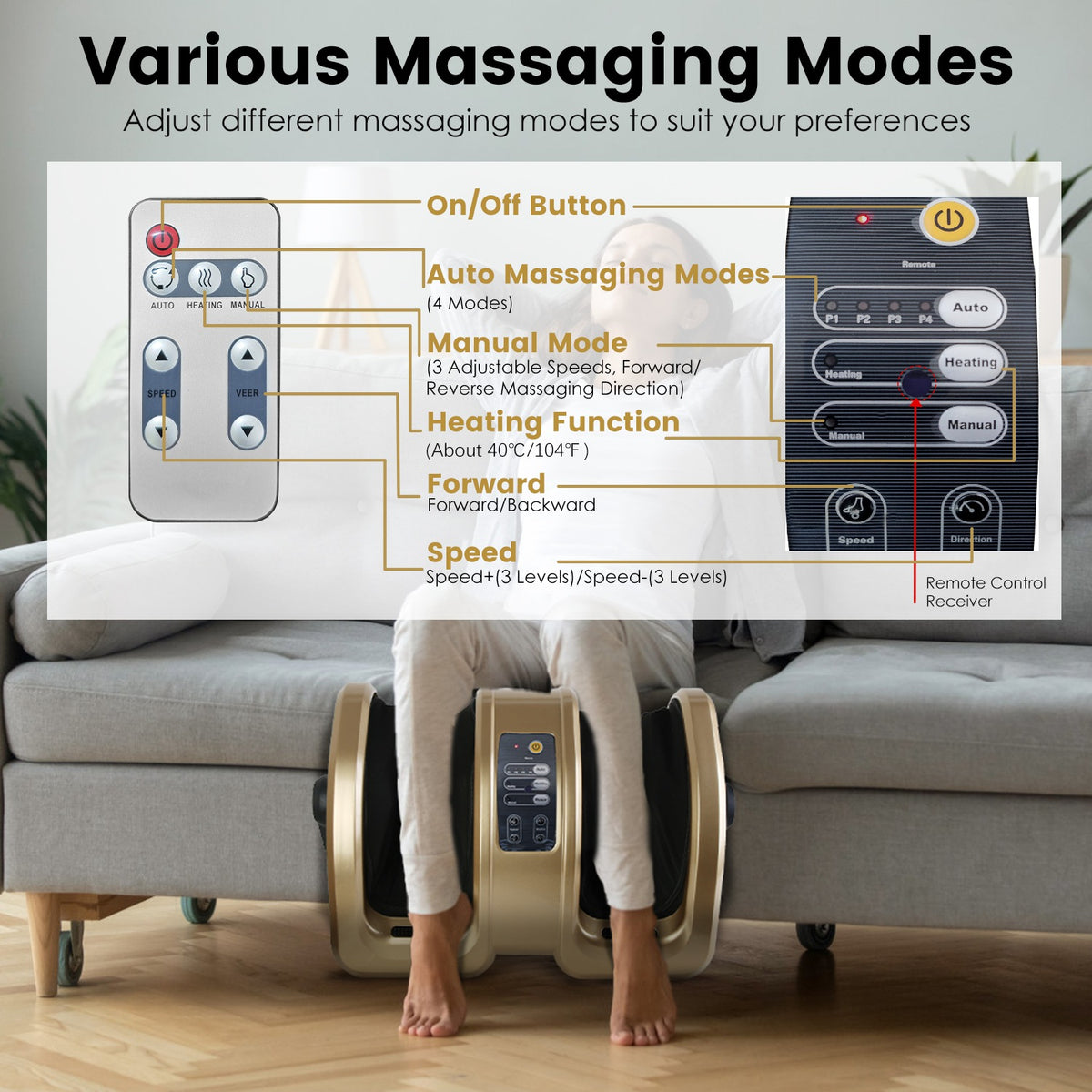 Shiatsu Foot Massager with Heating and Auto Modes