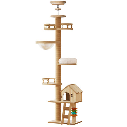 Floor-to-Ceiling Cat Tree with Adjustable Height & Sisal Post