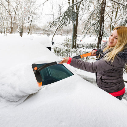 Extendable Snow Brush and Ice Scraper with Pivoting Head