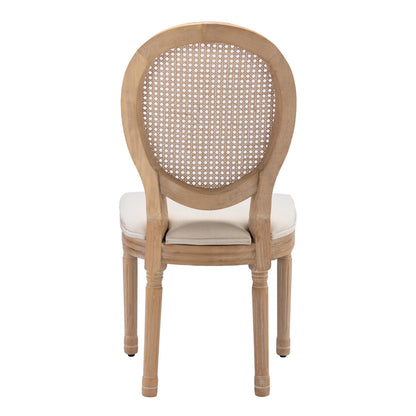 French Style Solid Wood Dining Chairs Set of 2, Elegant Oval Back Kitchen Side Chairs for Dining Room & Living Room