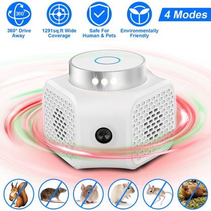 360¡ Ultrasonic Rodent Chaser Electronic Plug-in Mouse Control for Indoor Use Rodent Deterrent with Ultrasonic Sound