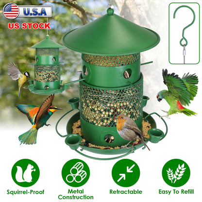 Squirrel-Proof Metal Bird Feeder with Water Cups & Perches