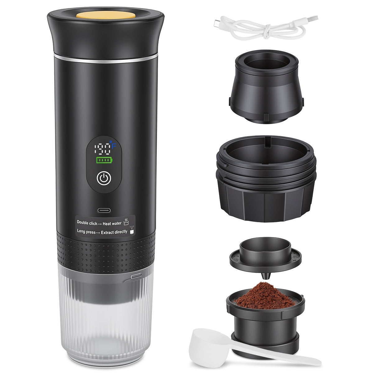 Portable Espresso Machine with Self-Heating & 7500mAh Battery