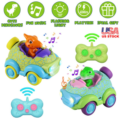 Dinosaur Remote Control Cars 2-Pack for Toddlers Ages 3+