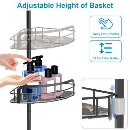 Corner Shower Caddy with 4 Adjustable Shelves