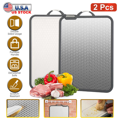 Double Sided Cutting Board with Knife Sharpener - 2 Pack