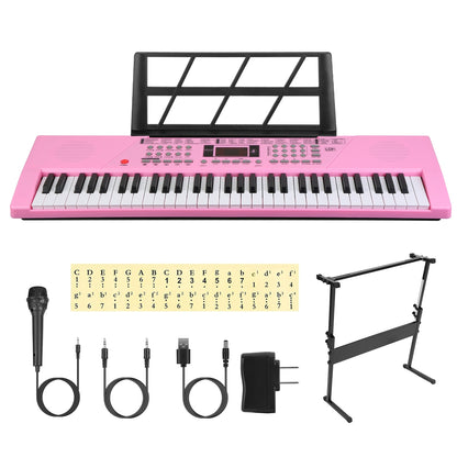 61-Key Digital Music Keyboard with Microphone & Stand