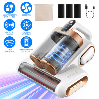 Mattress Vacuum Cleaner with UV Light & 16KPA Suction