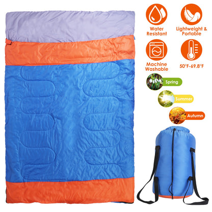 Double Sleeping Bag for 2-3 People - Water Resistant Cotton