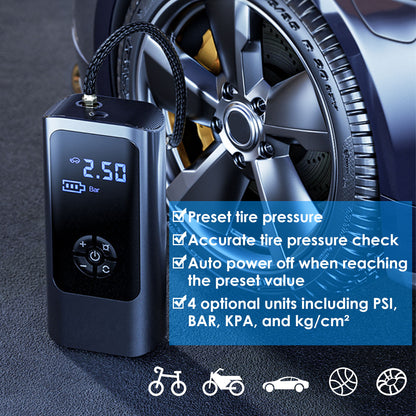 Portable Car Tire Inflator with LED Light & Digital Display