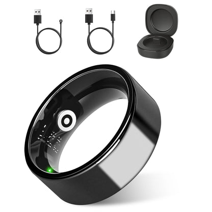 Smart Ring Health Tracker Fitness/Sleep/Stress/HRV Tracker with Charging Case Magnetic Charging Cable for Women's & Men Compatible with iOS & Android 7-