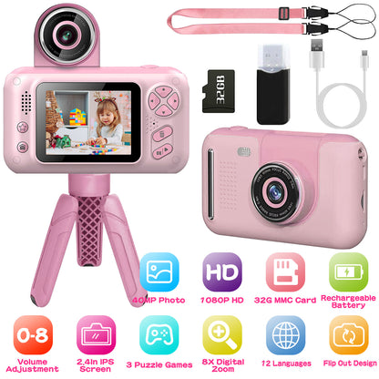 Kids Digital Camera with Flip Lens & 2.4" Screen