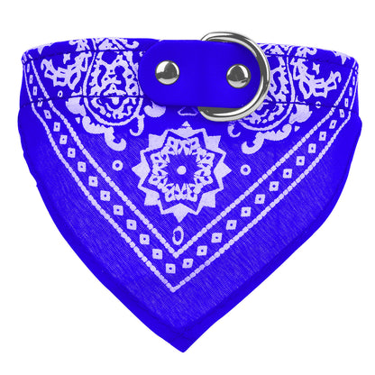 Dog Bandana Collar with Adjustable Leather Strap