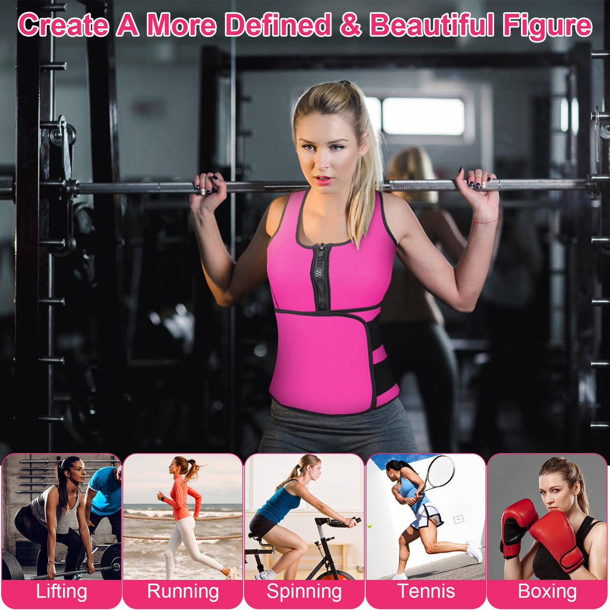 Waist Trainer Vest for Women with Zipper Closure