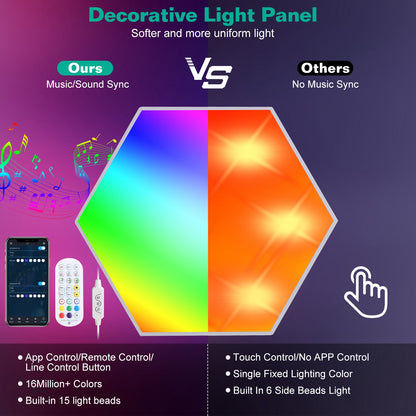Hexagon Light Panels 8-Pack RGBW Smart LED Wall Lights