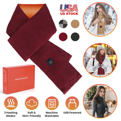 USB Heated Winter Scarf with 3 Temperature Settings