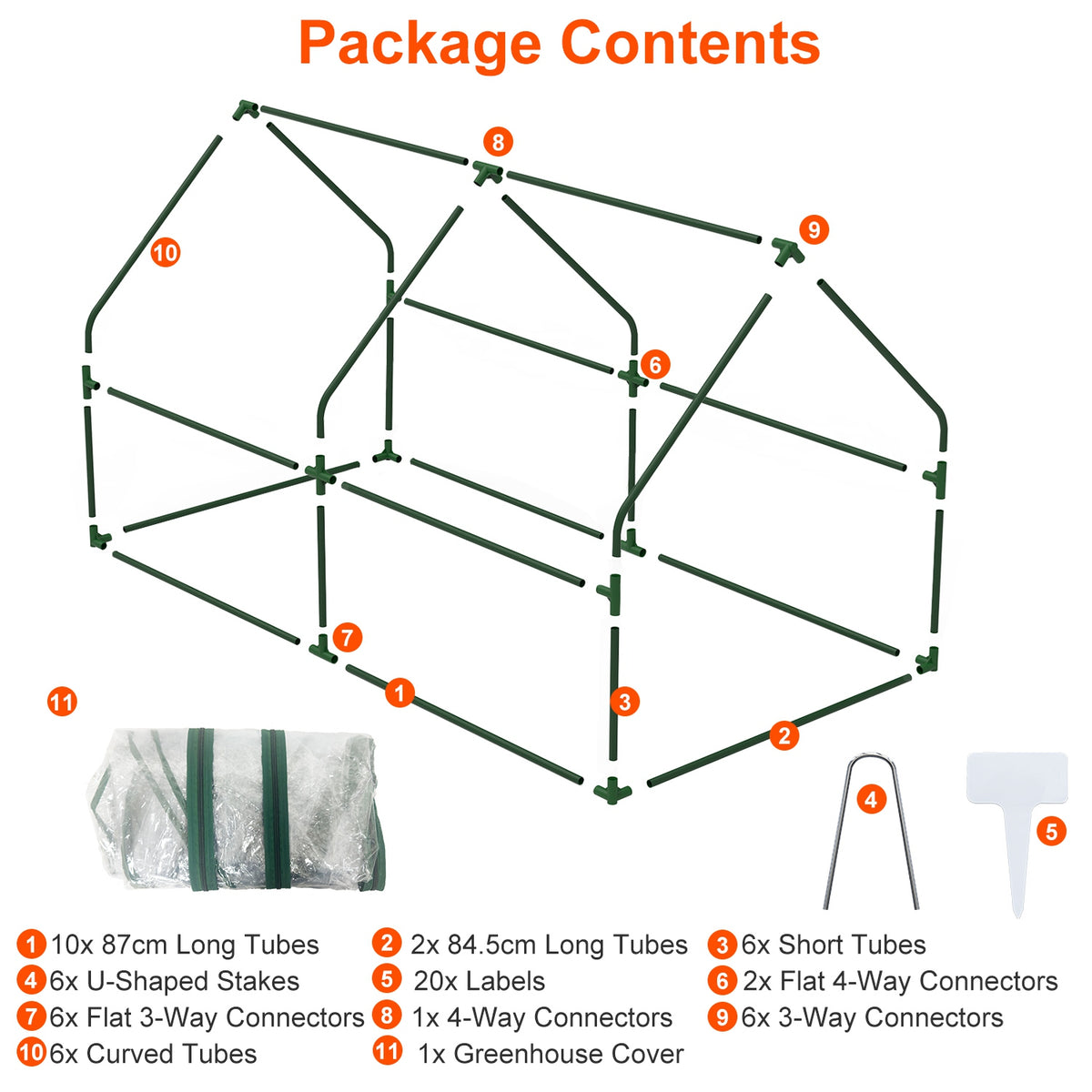 Portable Mini Greenhouse with Roll-Up Zipper Doors 71"L