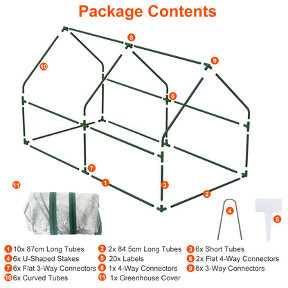 Portable Mini Greenhouse with Roll-Up Zipper Doors 71"L